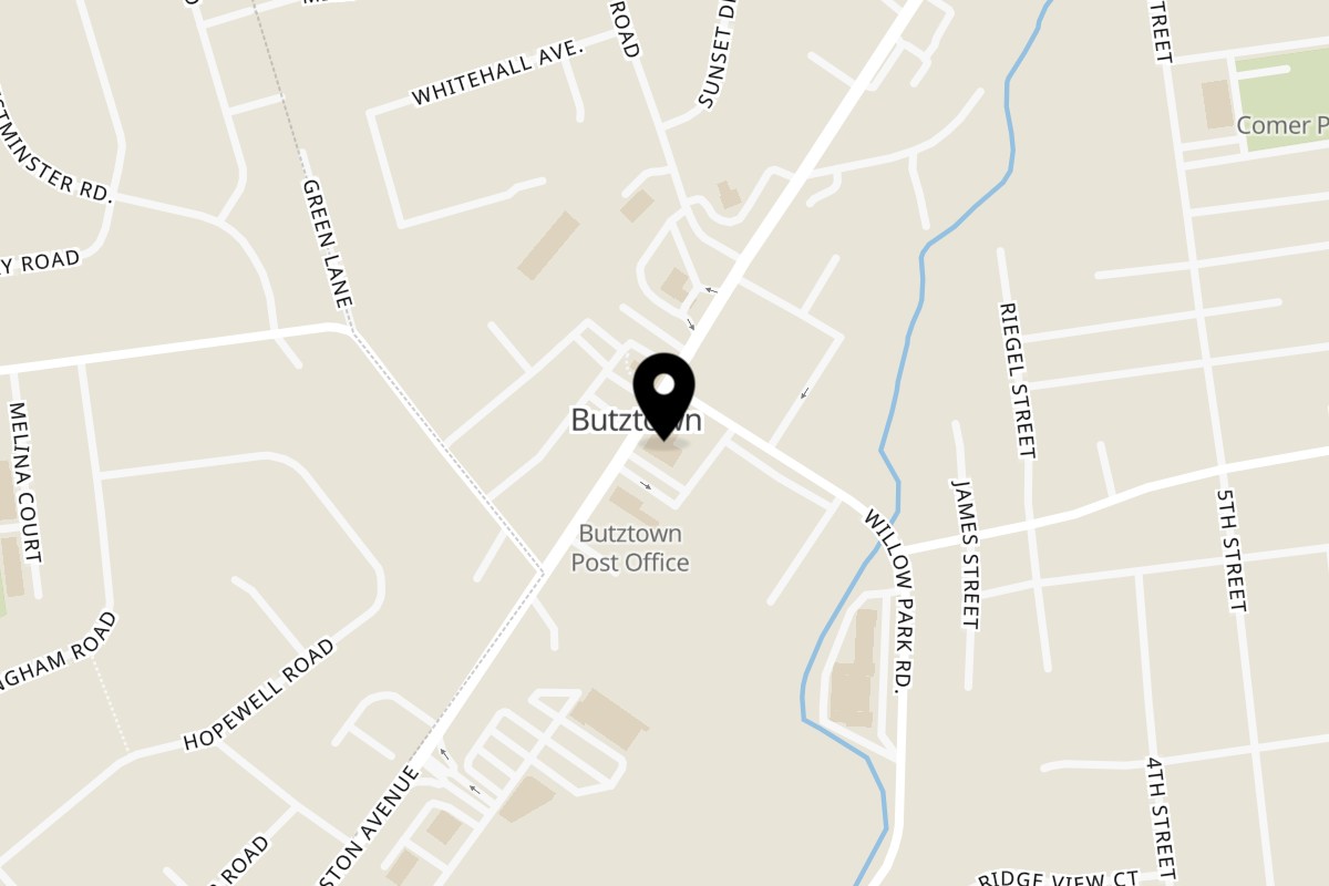 Map showing the location of The Palace Restaurant on 3250 Easton Ave in Bethlehem